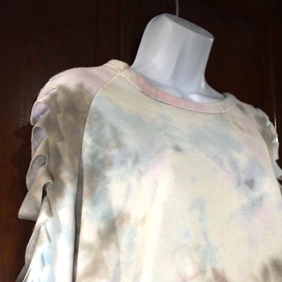 Blue Buttercup Pastel Tie Dye Cut Sleeve Sweatshirt Size Small Cozy - Picture 4 of 15
